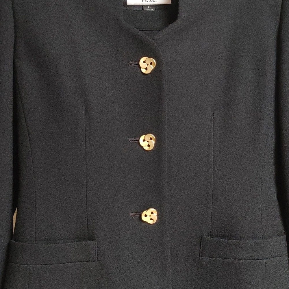 VTG Kasper Black Tailored Wool Crepe Suit - Picture 4 of 14